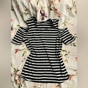 Express Black and White Striped Short Sleeve Top